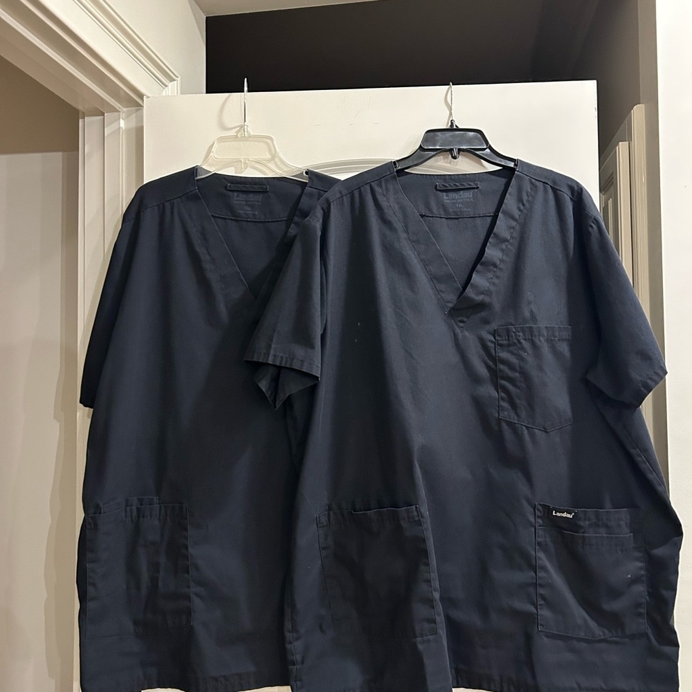 Two Black Men’s Scrub Tops, Tall XL